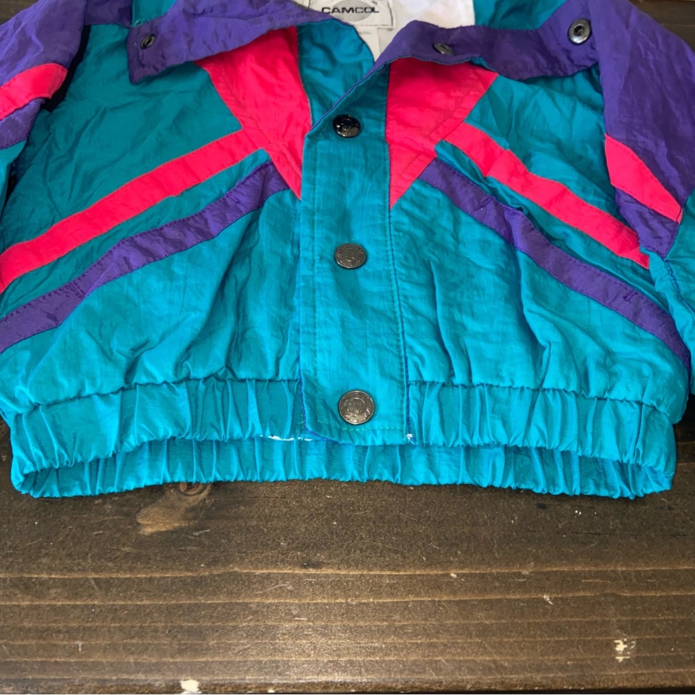 90s Kids multi coloured jacket Fleece Lined Windbreaker Jacket unisex - Picture 7 of 9